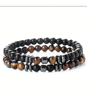 Набор браслетов вулканический камень (2 шт.) 372005