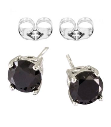 Сережки-гвоздики "Камінчик 0,6 см" родій чорний