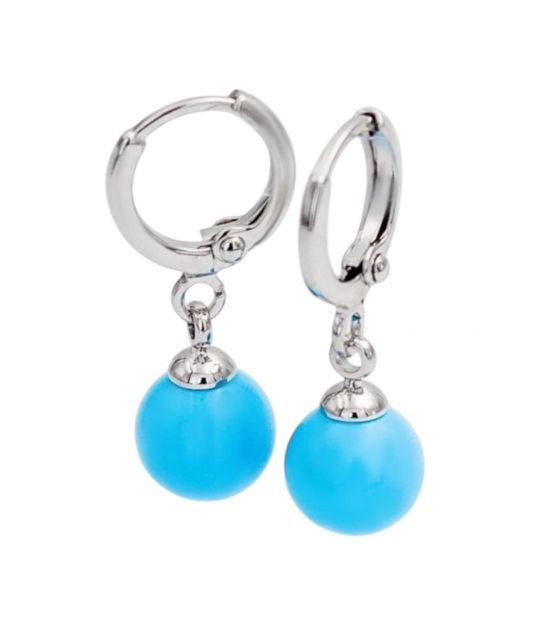 Сережки Xuping родіум "Блакитна перлина" (Медичне золото)