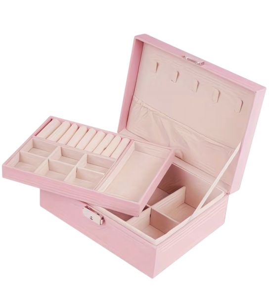 Скринька-органайзер шкіряна, на замочці (рожева)