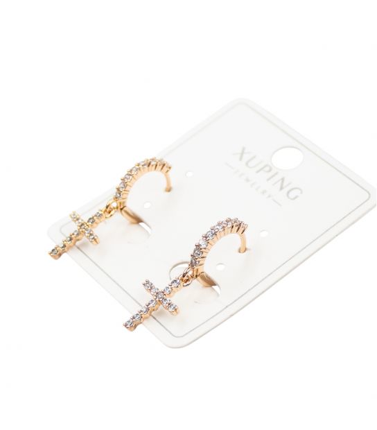 Сережки Xuping "Хрестики в камінні" лимонна позолота (медичне золото)