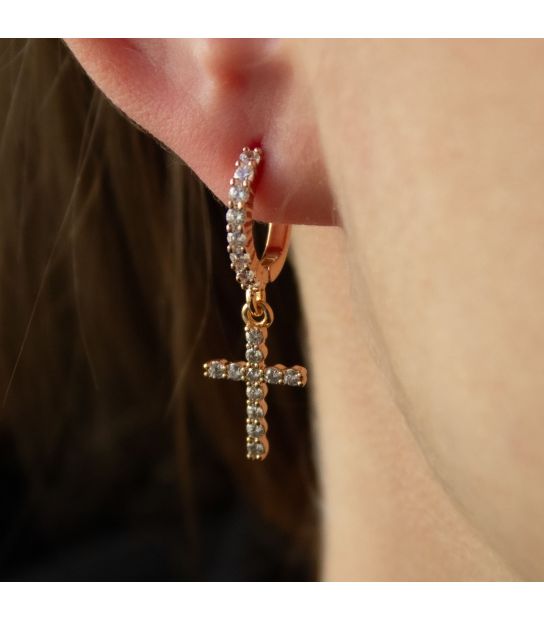 Серьги Xuping "Крестики в камнях" лимонная позолота&nbsp;(медицинское золото)