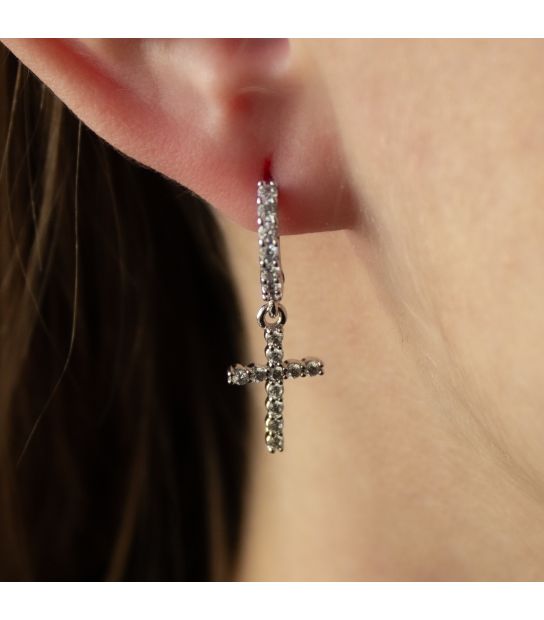 Серьги Xuping "Крестики в камнях" лимонная позолота&nbsp;(медицинское золото)