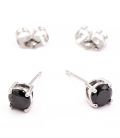Серьги-гвоздики Xuping родий, камень 0,5 см, черный, (медицинское золото)