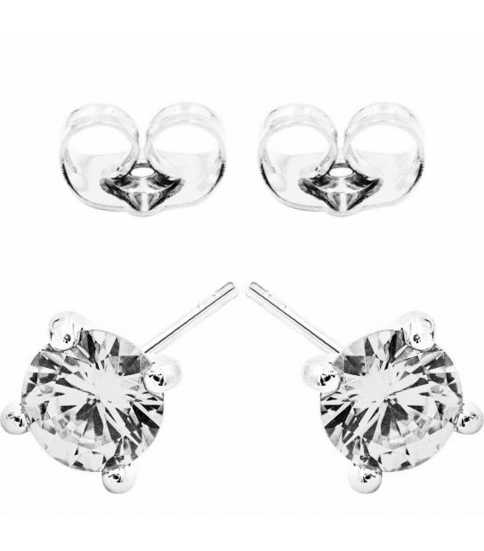 Сережки-гвоздики Xuping родій, камінь 0,7 см