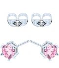 Серьги-гвоздики Xuping родий, камень 0,5 см, розовый, (медицинское золото)