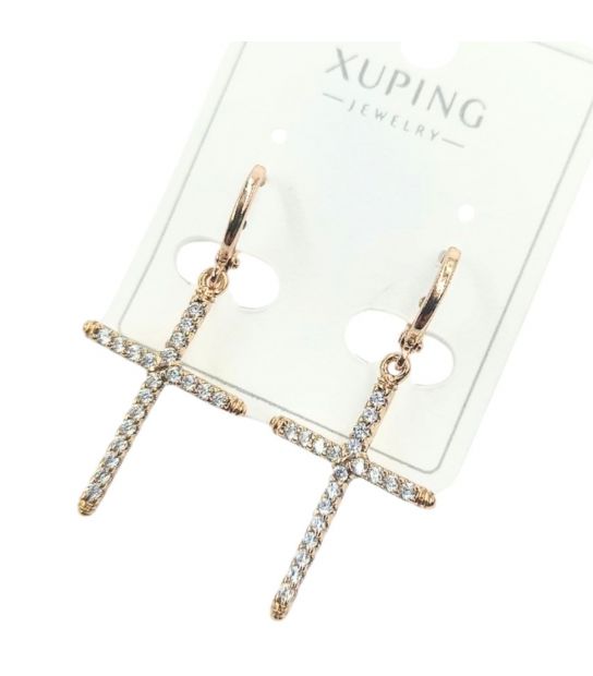 Сережки Xuping "Хрестики в камінні" лимонна позолота (медичне золото)