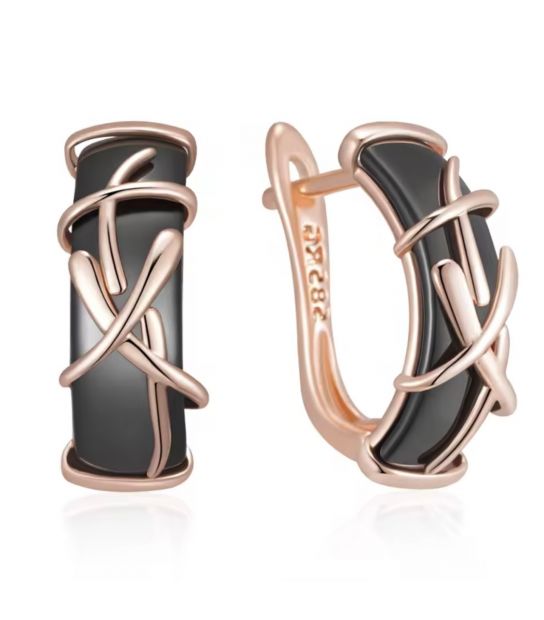 Серьги Xuping керамика лимонная позолота (медицинское золото)