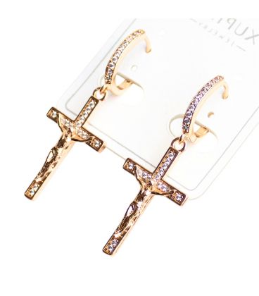 Сережки Xuping "Хрестики в камінні" лимонна позолота (медичне золото)