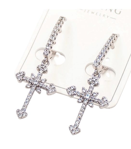 Сережки Xuping "Хрестики в камінні" лимонна позолота (медичне золото)