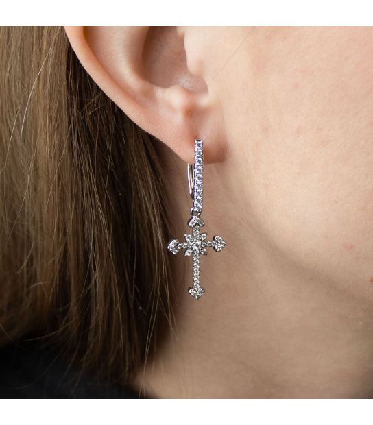 Серьги Xuping "Крестики в камнях" лимонная позолота&nbsp;(медицинское золото)