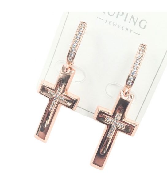 Сережки Xuping "Хрестики в камінні" лимонна позолота (медичне золото)