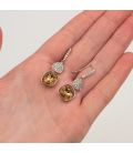Серьги (крючки) Swarovski Квадрат на основании из камней родиум (Медицинская сталь)