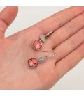 Серьги (крючки) Swarovski Квадрат на основании из камней родиум (Медицинская сталь)