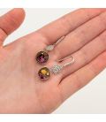 Серьги (крючки) Swarovski Квадрат на основании из камней родиум (Медицинская сталь)