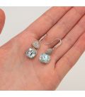 Серьги (крючки) Swarovski Квадрат на основании из камней родиум (Медицинская сталь)