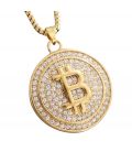 Подвеска на цепочке "Bitcoin Биткоин" сталь 14К