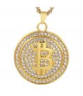 Подвеска на цепочке "Bitcoin Биткоин" сталь 14К