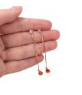 Серьги лимонная позолота 18к с красным цирконием&nbsp;Xuping 371015/5