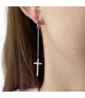 Сережки родиум подвески "Крестики"