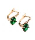 Серьги Xuping лимонная позолота 18K с зеленым цирконом (Медицинское золото)