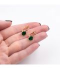 Серьги Xuping лимонная позолота 18K с зеленым цирконом (Медицинское золото)
