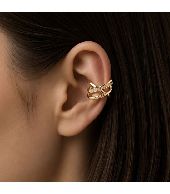 Сережки кафи з цирконами - лимонна позолота, 1 шт - Xuping