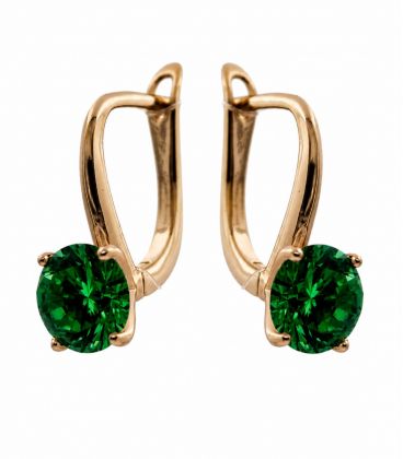 Серьги Xuping лимонная позолота 18K с зеленым цирконом (Медицинское золото)