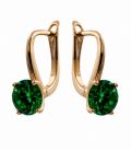 Серьги Xuping лимонная позолота 18K с зеленым цирконом (Медицинское золото)