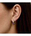 Серьги Xuping позолота Камень 0,8 (фиолетовый) на металлическом крестике с мелкими камушками медицинское золото