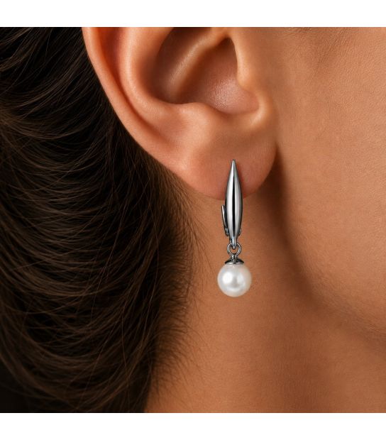 Серьги подвески Xuping лимонная позолота 18К с жемчугом медицинское золото
