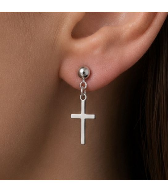 Серьги-гвоздики Xuping родий, подвески "Крестики" без камней медицинское золото