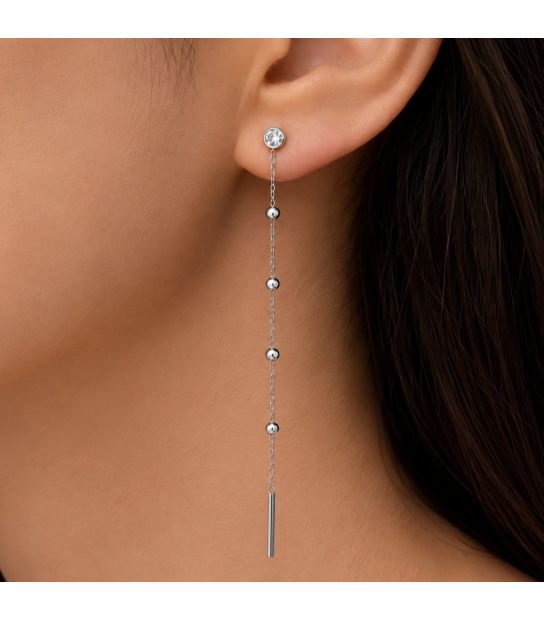 Серьги подвески Xuping с камнем, 6.5 см медицинское золото