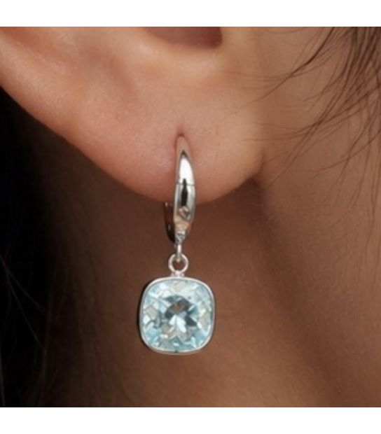 Серьги Swarovski Квадрат родиум (Медицинская сталь)