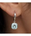 Сережки Swarovski Квадрат родіум (Медична сталь)