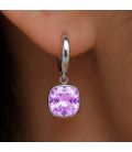 Сережки Swarovski світло голубий Квадрат родіум (Медична сталь)