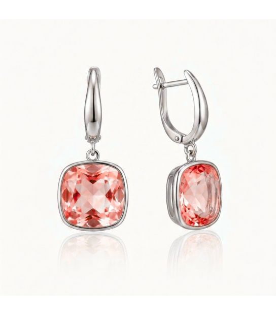 Сережки Swarovski світло фіолетовий Квадрат родіум (Медична сталь)