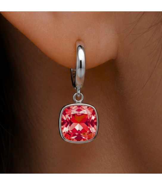 Серьги Swarovski светло фиолетовый Квадрат родиум (Медицинская сталь)