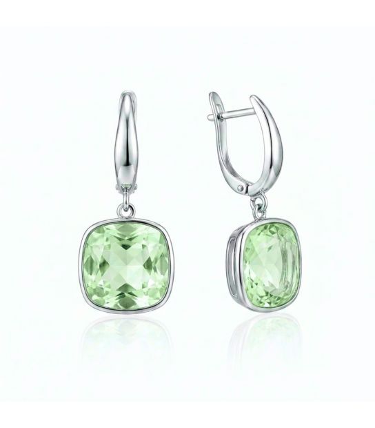 Серьги Swarovski красный Квадрат родиум (Медицинская сталь)