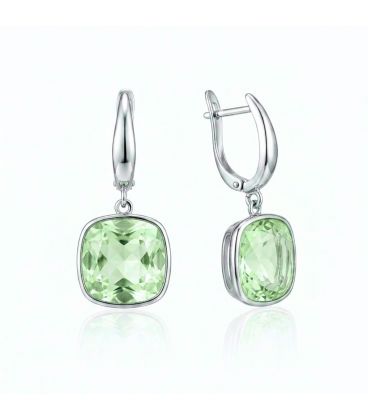 Серьги Swarovski красный Квадрат родиум (Медицинская сталь)