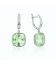 Серьги Swarovski светло зеленый Квадрат родиум (Медицинская сталь)