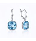 Серьги Swarovski бирюзовый Квадрат родиум (Медицинская сталь)