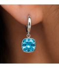 Серьги Swarovski светло голубой Квадрат родиум (Медицинская сталь)