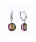 Серьги Swarovski бирюзовый Квадрат родиум (Медицинская сталь)