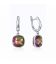 Серьги Swarovski розовый и жёлтый Квадрат родиум (Медицинская сталь)