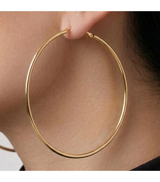 Серьги-кольца Xuping лимонная позолота 6 см (Медицинское золото)