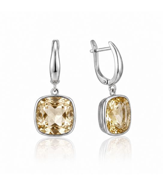 Сережки Swarovski світло голубий Квадрат родіум (Медична сталь)