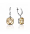 Сережки Swarovski світло голубий Квадрат родіум (Медична сталь)