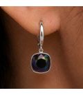 Сережки Swarovski світло зелений Квадрат родіум (Медична сталь)