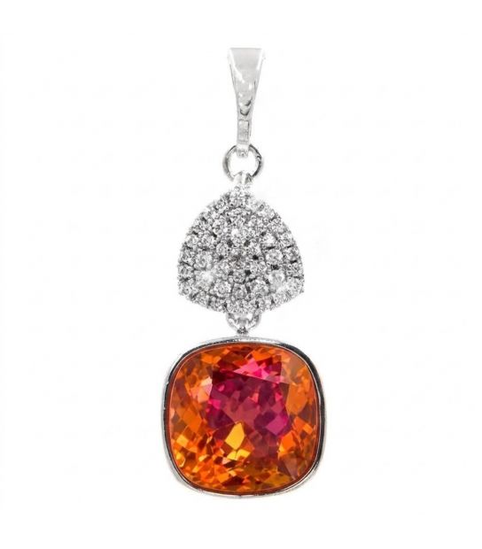 Кулон Swarovski Квадрат на основі каміння родіум (Медична сталь)